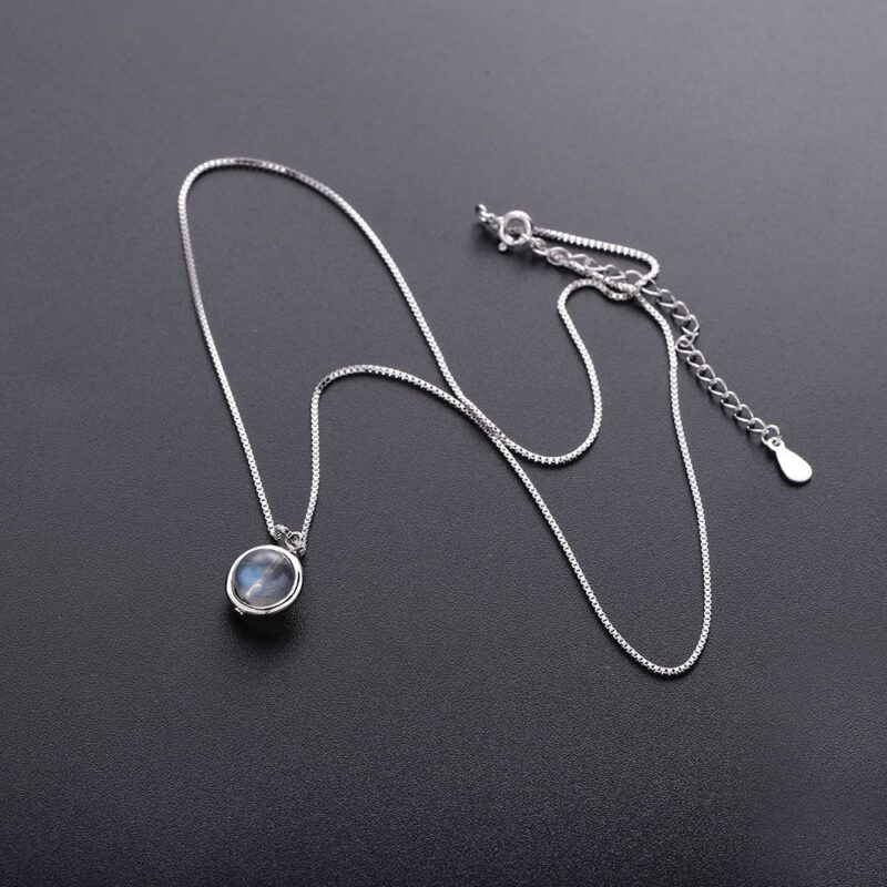 Slovecabin – collier en argent Sterling 925 pour femmes, pendentif en Labradorite, pierre de lune, fait à la main, bijoux 4