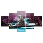 Tableau Bouddha Méditation Paysage Violet 3