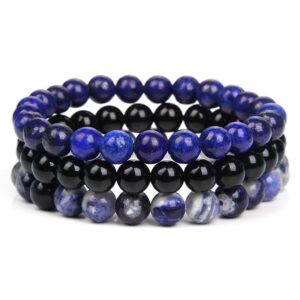 Trio de Bracelets Lapis Lazuli & Onyx 11