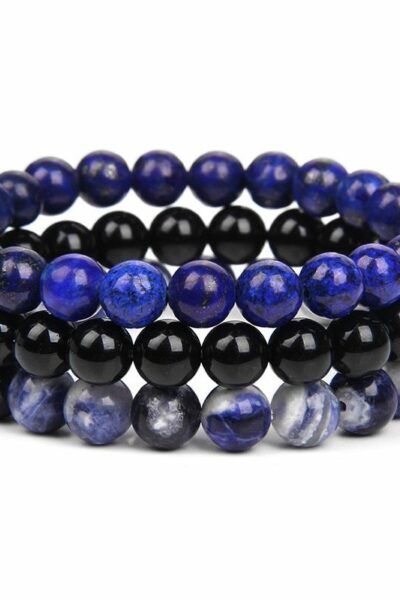 Trio de Bracelets Lapis Lazuli & Onyx 11