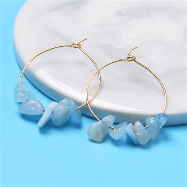 Boucles d'oreilles en forme d'aigue-marine pour femmes, boucles d'oreilles rondes en forme de cercle, bijoux en cristal, cadeau de fête 1