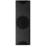 tapis de yoga noir avec fleur de lotus