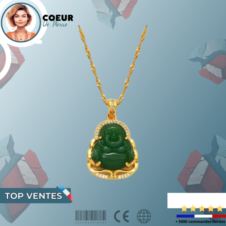 Collier Bouddha En Jade Naturel - Porte-bonheur, Prospérité - Neuf Sans Emballage