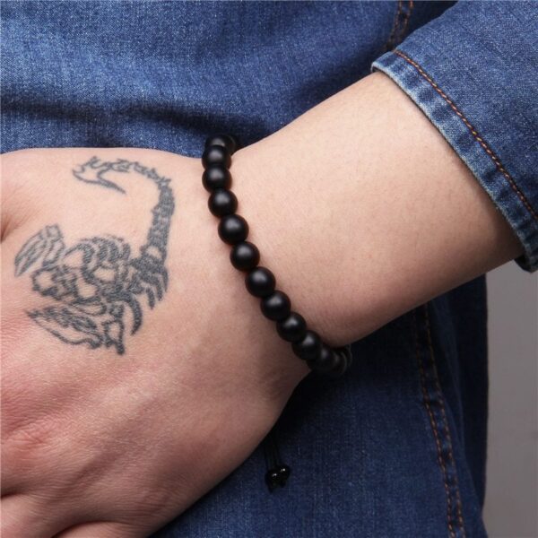 bracelet réglable en agate noir