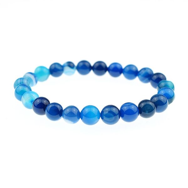 bracelet pierre d'agate bleue