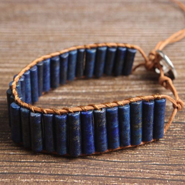 bracelet cuir en Lapis Lazuli