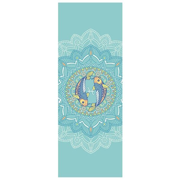tapis de yoga bleu gris poisson