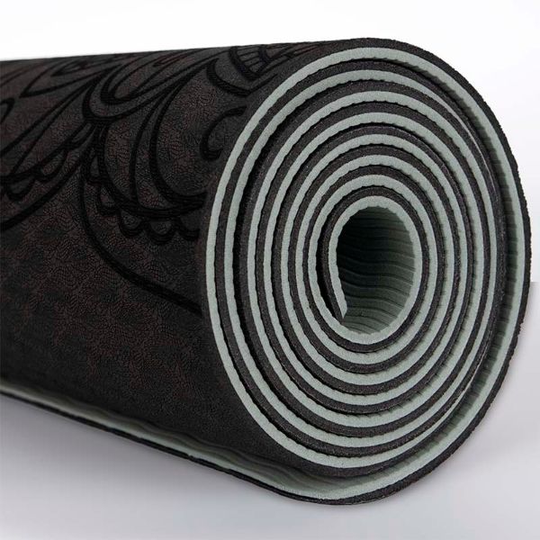 tapis de yoga fleur de lotus noir