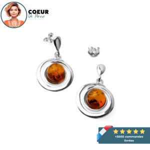 Boucles d’oreilles Saturne Ambre et Argent