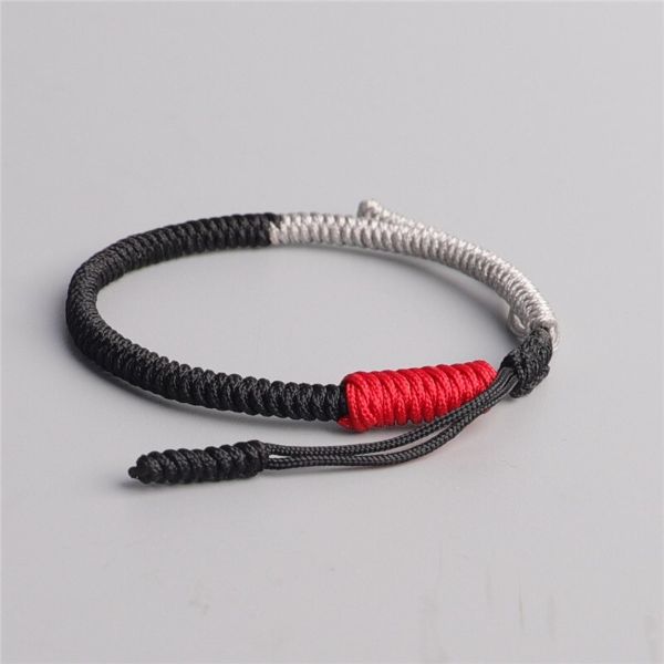 Bracelet Macramé Rouge Et Jaune Ajustable - Fil Ciré Résistant à L'eau - Fait Main En France - Unisexe
