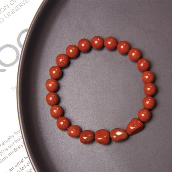bracelet en pierre roulée de jaspe rouge