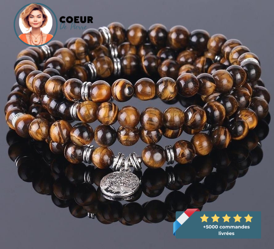 Bracelet Arbre de Vie Mala de protection 108 Perles Œil-de-Tigre – Image 2