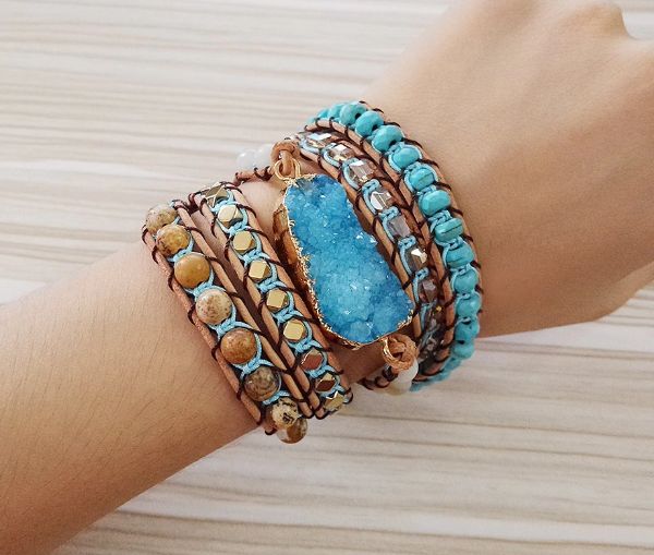 bracelet manchette pierre turquoise