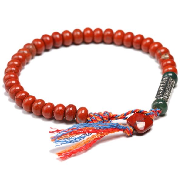 bracelet tibetain en pierre de jaspe rouge