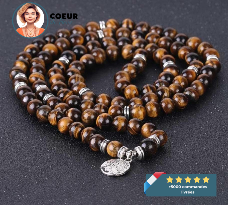 Bracelet Arbre de Vie Mala de protection 108 Perles Œil-de-Tigre – Image 5