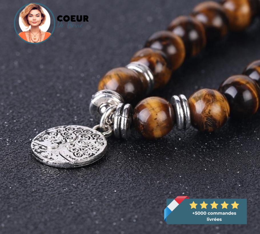 Bracelet Arbre de Vie Mala de protection 108 Perles Œil-de-Tigre – Image 4