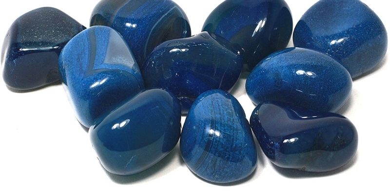 pierre roulée d'agate bleu